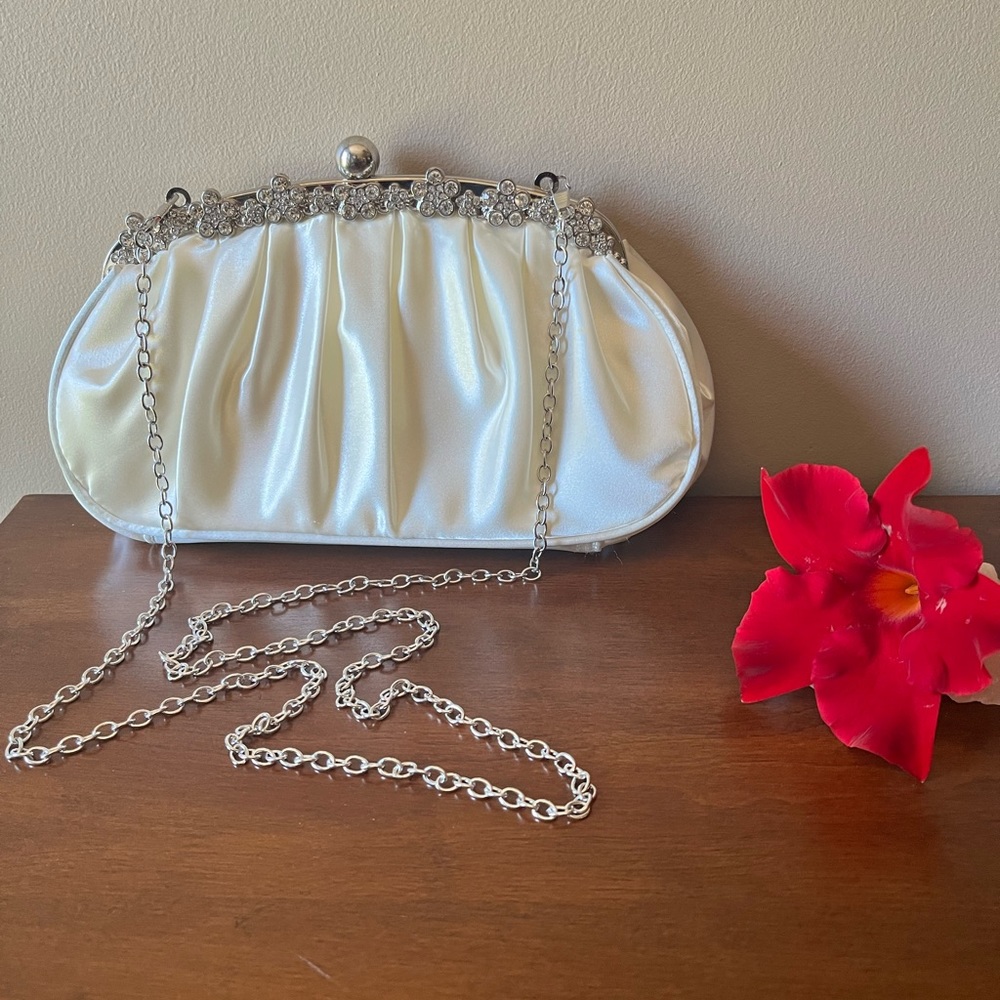 Vintage Ivory Clutch with Removable Chain